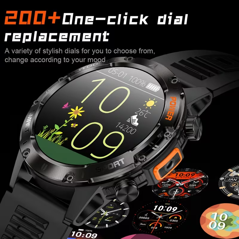Smart Watch Military Tactical Men Sport Heart Rate Fitness Tracker Wristwatch