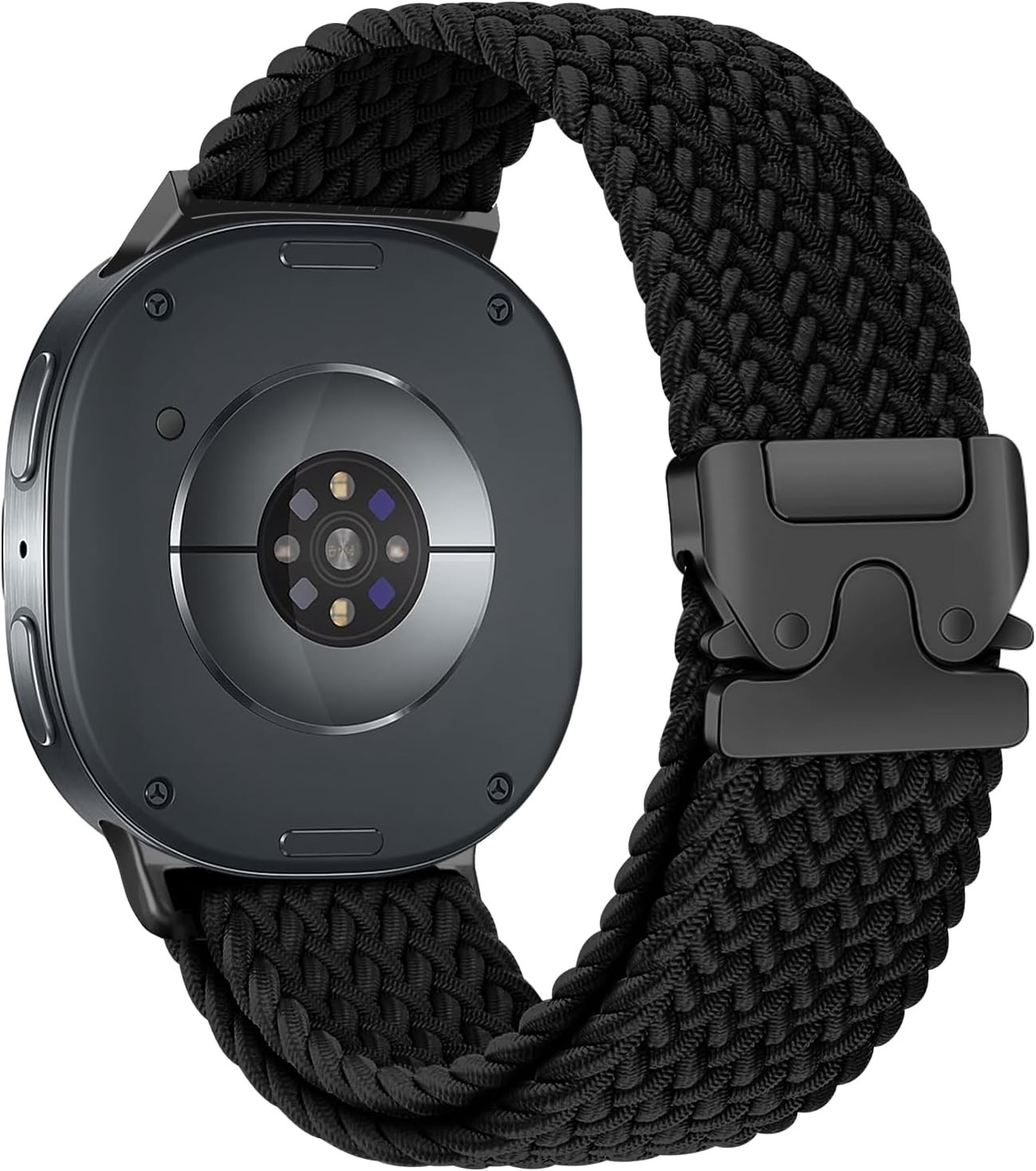 Stretchy Nylon Band for Galaxy Watch 8 Classic 46mm 40mm 44mm, Black Wrist Strap