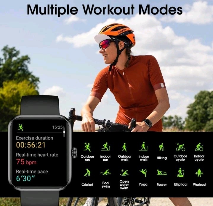 Smart Watch, Fitness Tracker with 45mm Touchcreen, Heart Rate Monitor, Blood…