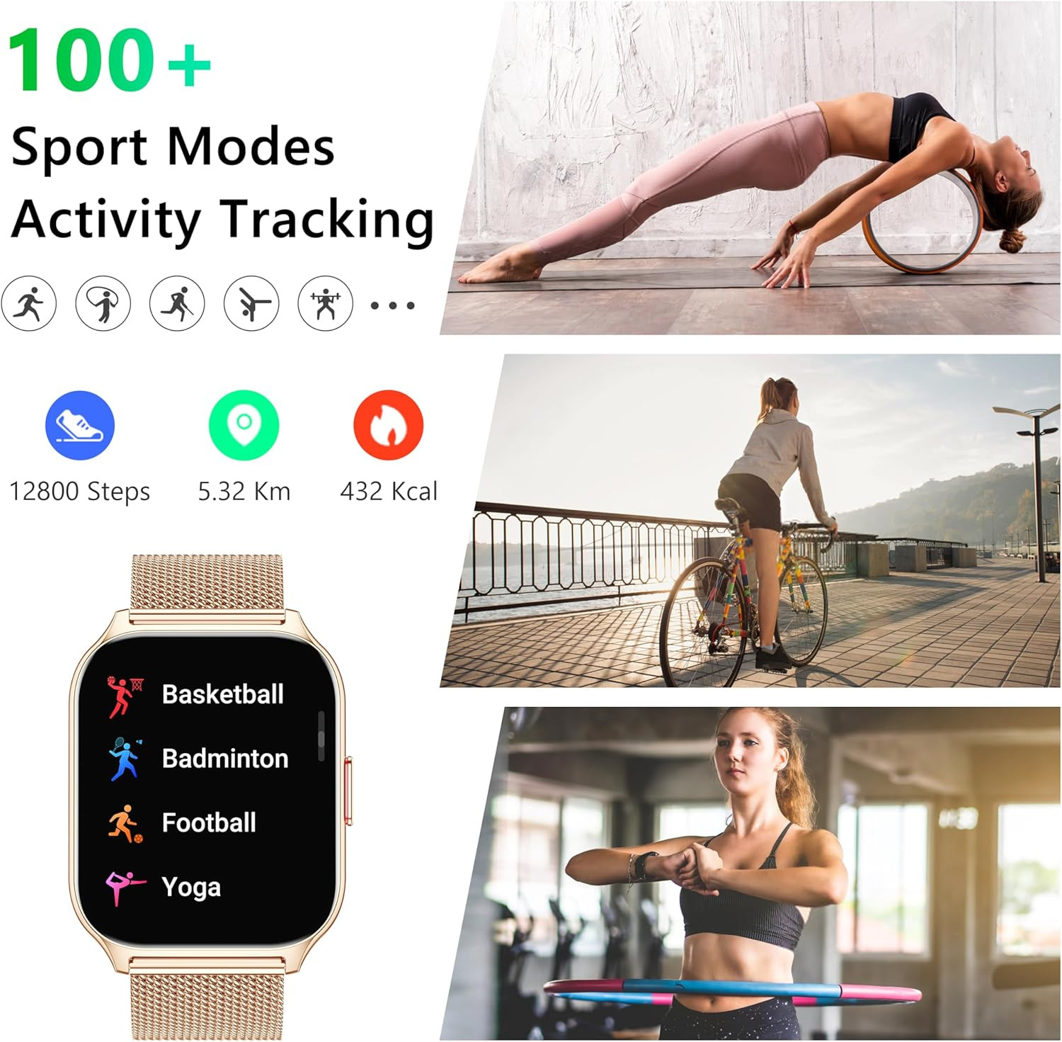 Reloj Inteligente Para iPhone Android De Mujer Smart Watch Pantalla Táct NEW US.