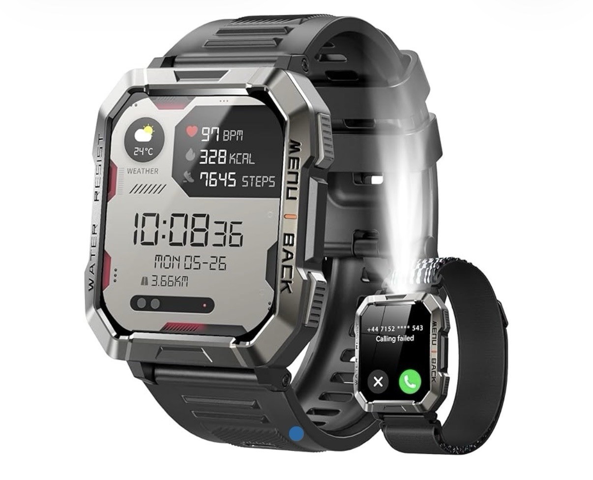 GENUINE Blackview W60 Military Smart Watch w/Flashlight/Compass Sealed Box