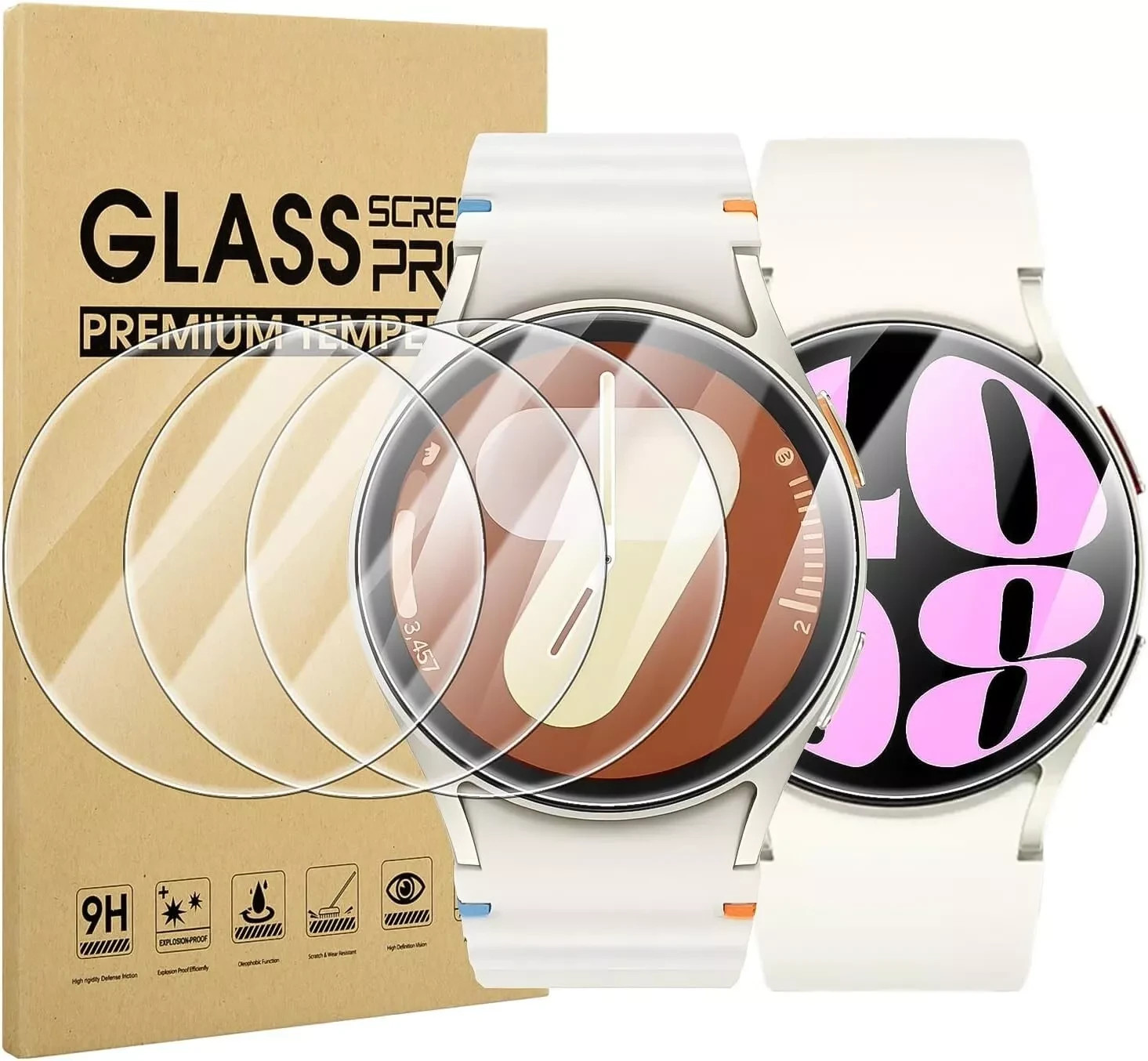 4 Pack For Samsung Galaxy Watch 4/5/6/7 (40mm) Screen Protector Tempered Glass