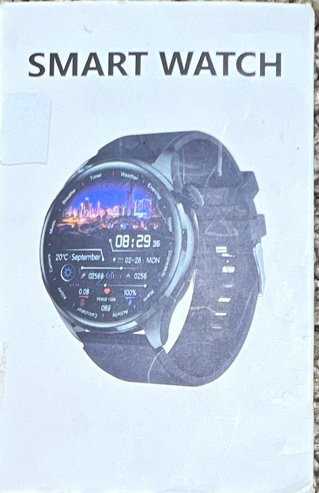 45mm Smart Watch Black Metal Case Silicone Band Unlocked Android/iOS