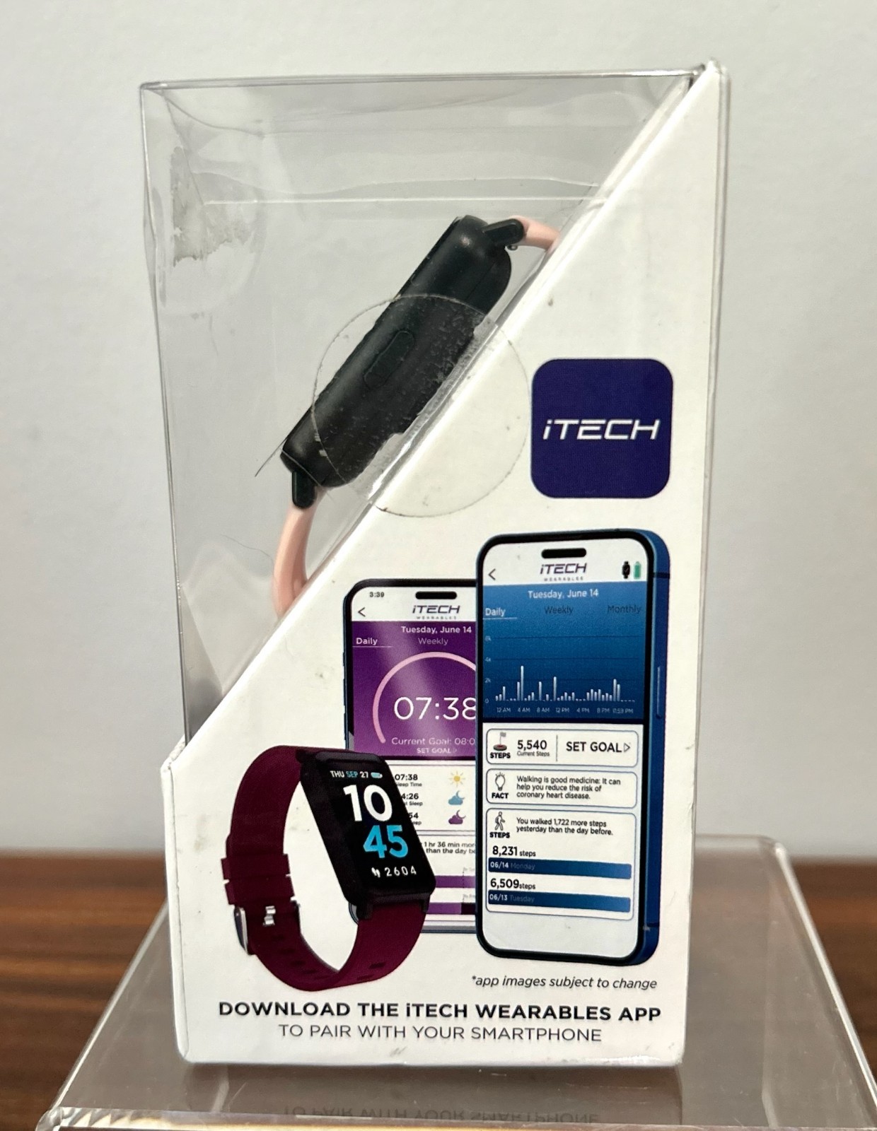 iTech Active 3 Smartwatch Fitness Tracker w/ Pink Strap