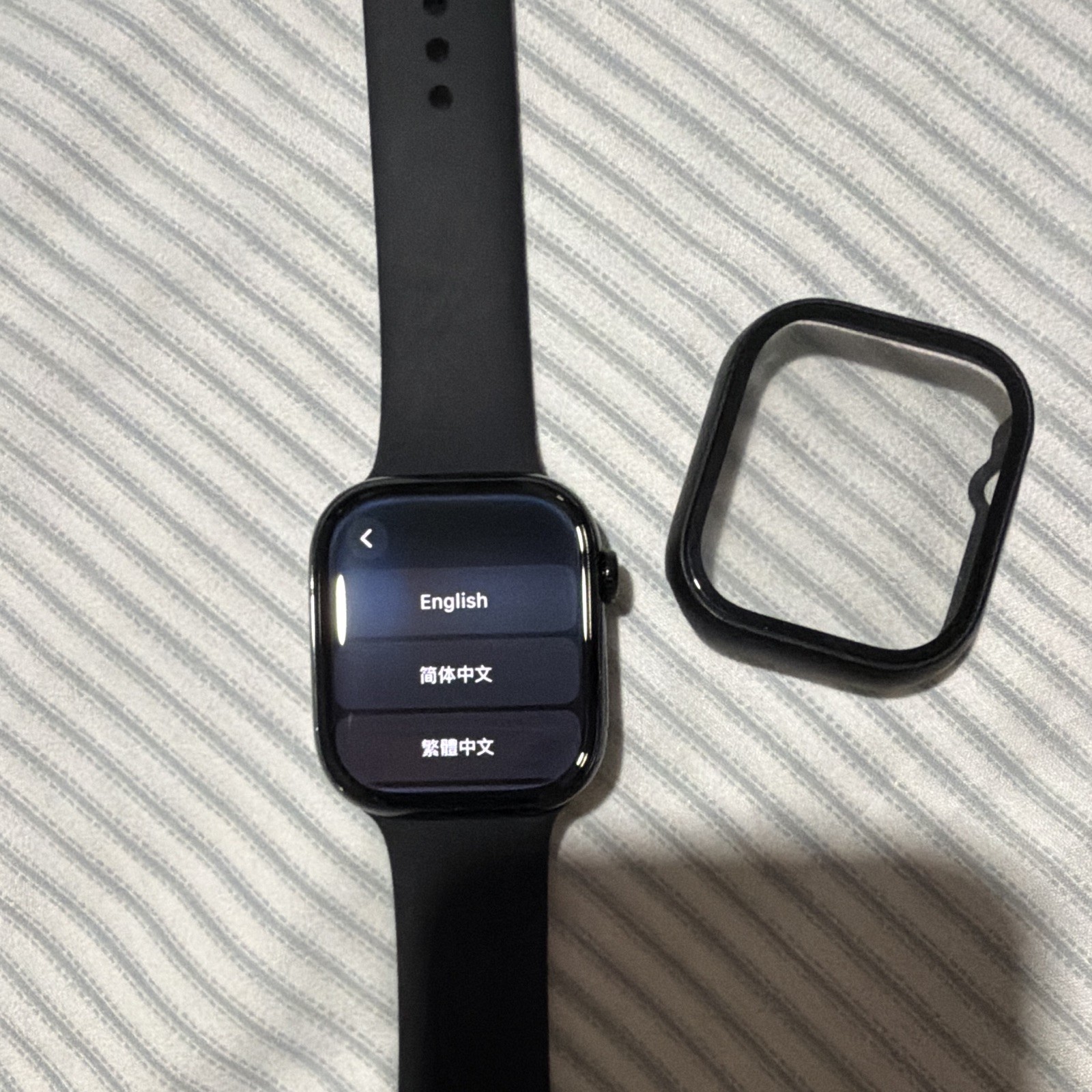 Apple Watch 46mm Aluminum Black Case w/ Black Silicone Band, Heart Monitor