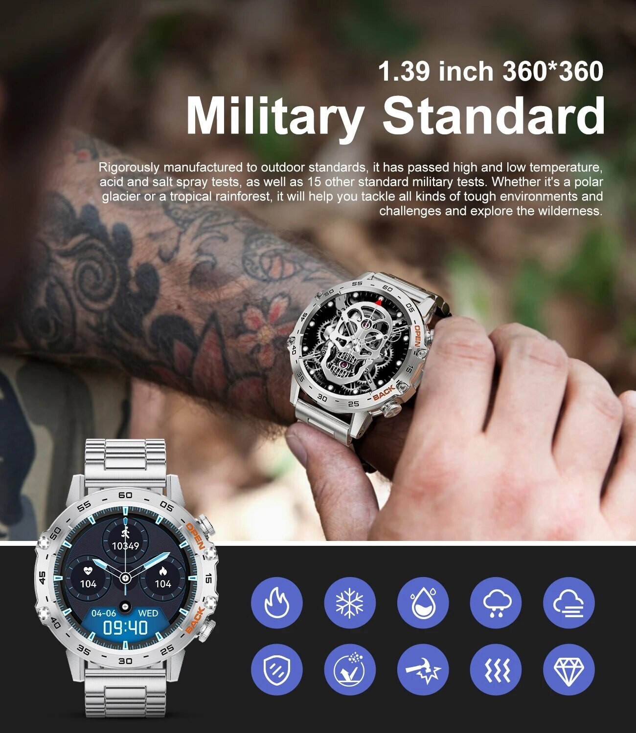 LIGE New Bluetooth Call Smart Watch Men Outdoor Sport Fitness Party Touch 2024