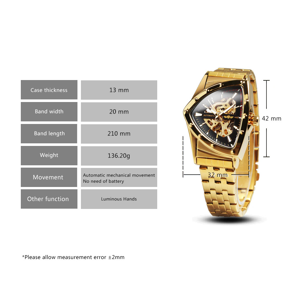 2024 Triangle Golden Skeleton Watch for Men Mechanical Automatic Watch