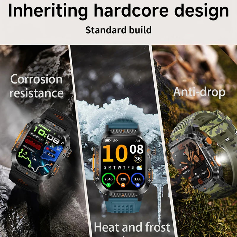 Military-Grade Outdoor Sports Smart Watch GPS Compass Blood Oxygen Heart Rate