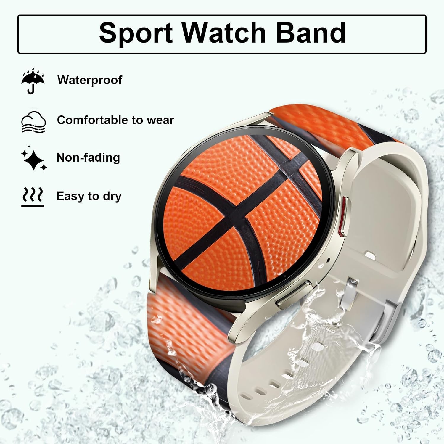 20mm Silicone Sport Band for Galaxy Watch 6/5/4 40mm 44mm, Active 2, Classic 42m