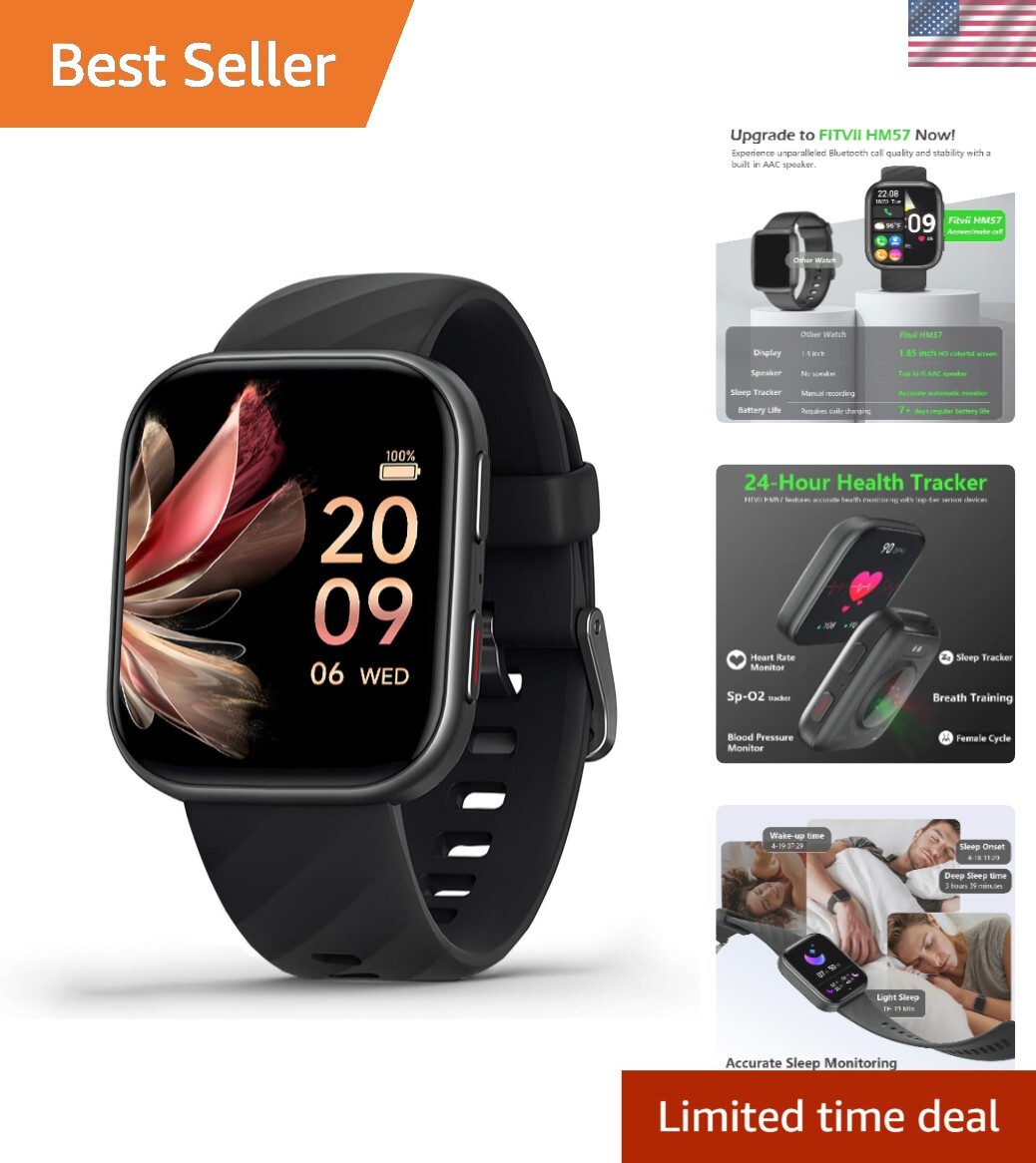 1.85-Inch Health & Fitness Smart Watch – Sleep & Activity Tracking for Everyone