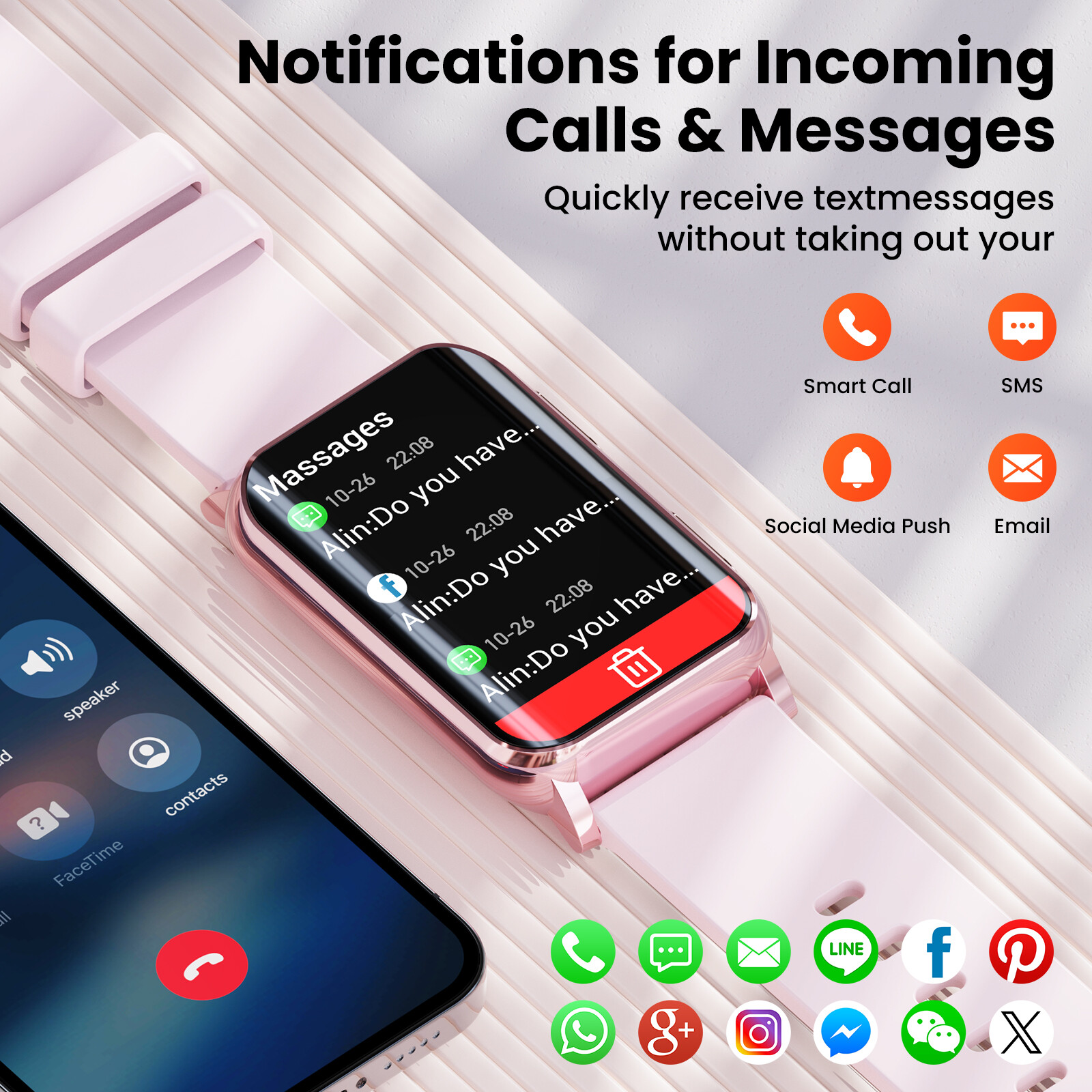 1.57″ Smart Watch(Answer/Make Call)Sleep Monitor Fitness Tracker for Android iOS