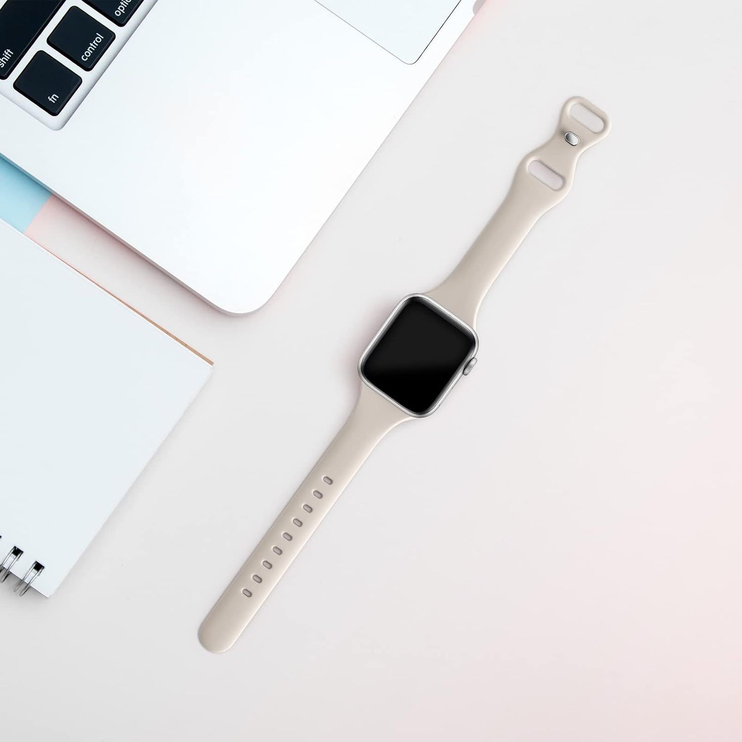 Silicone Strap Compatible with Apple Watch Series 11 38mm 40mm 41mm Starlight