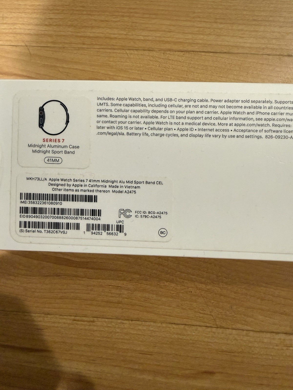 Apple Watch Series 7 41mm Alum Case w/ Sprt Bnd – Midnt (GPS + Cell) (MKH73LL/A)