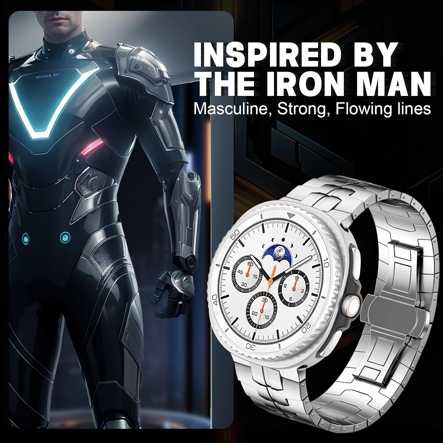 Metal Stainless Steel Strap Compatible with Samsung Galaxy Watch 40mm 44mm