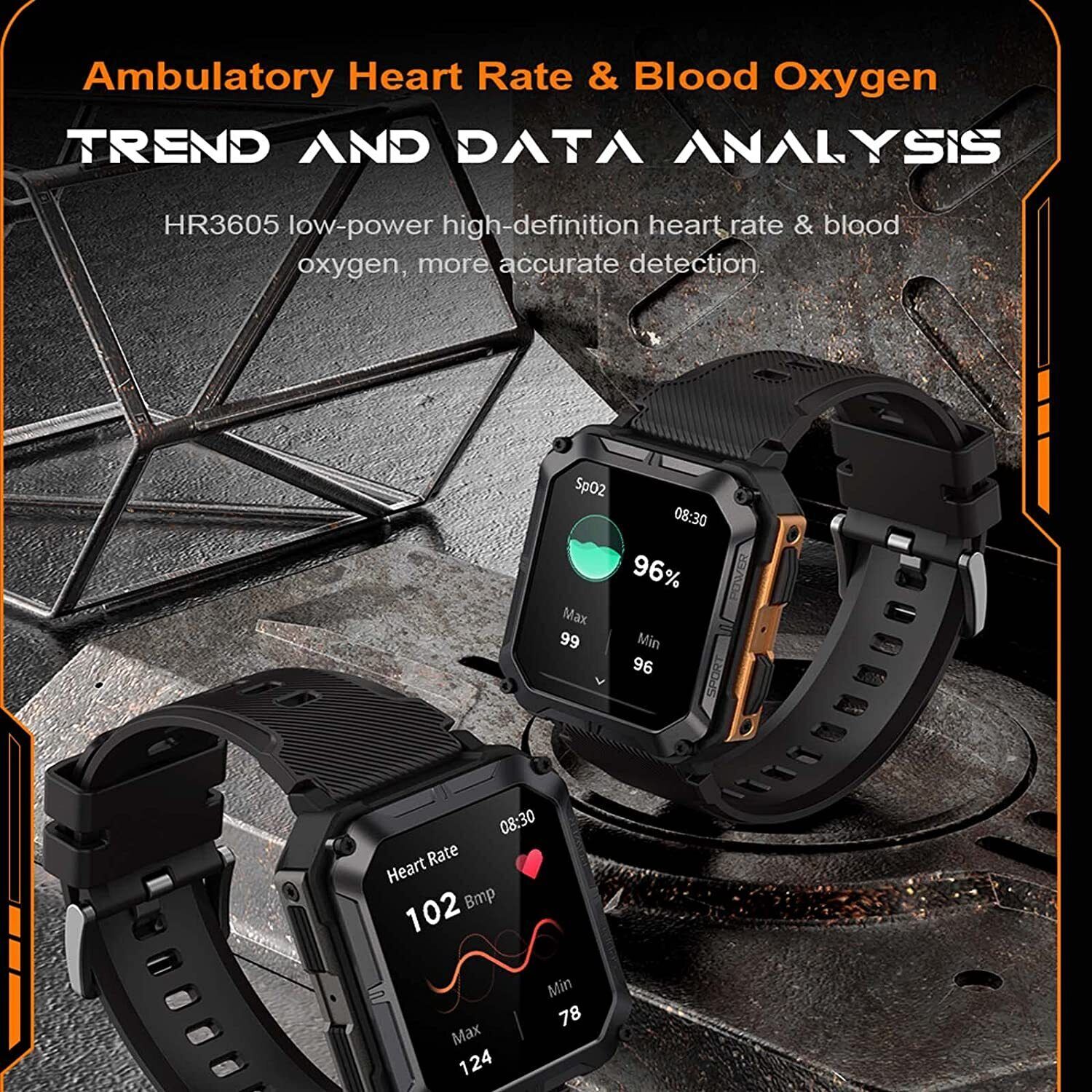 Military Smart Watch for Men(Answer/Make Calls) Rugged Tactical Fitness Tracker