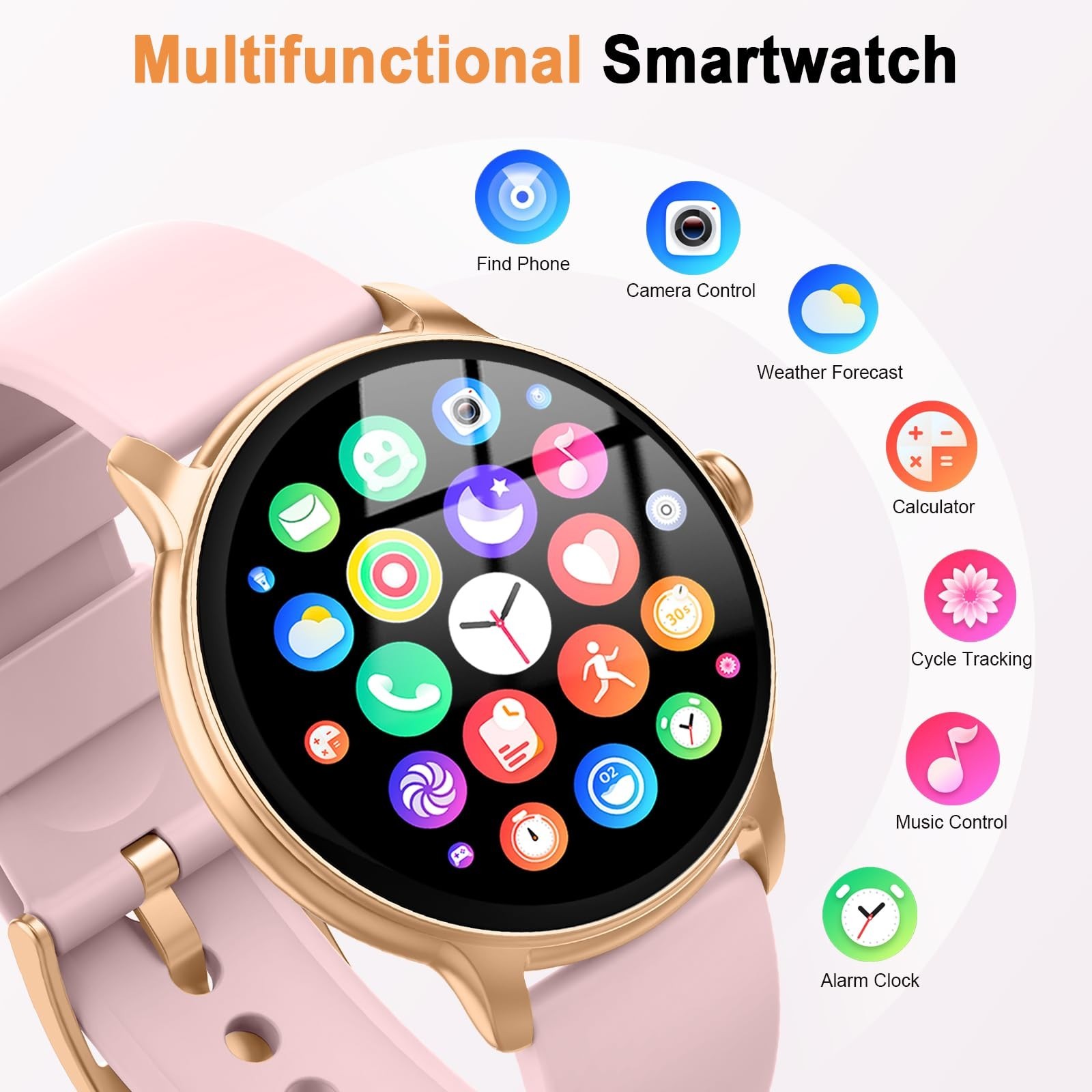 Lightweight Smart Watch for Women, 1.32” AMOLED, Fitness Tracker, Calls, IP68 W
