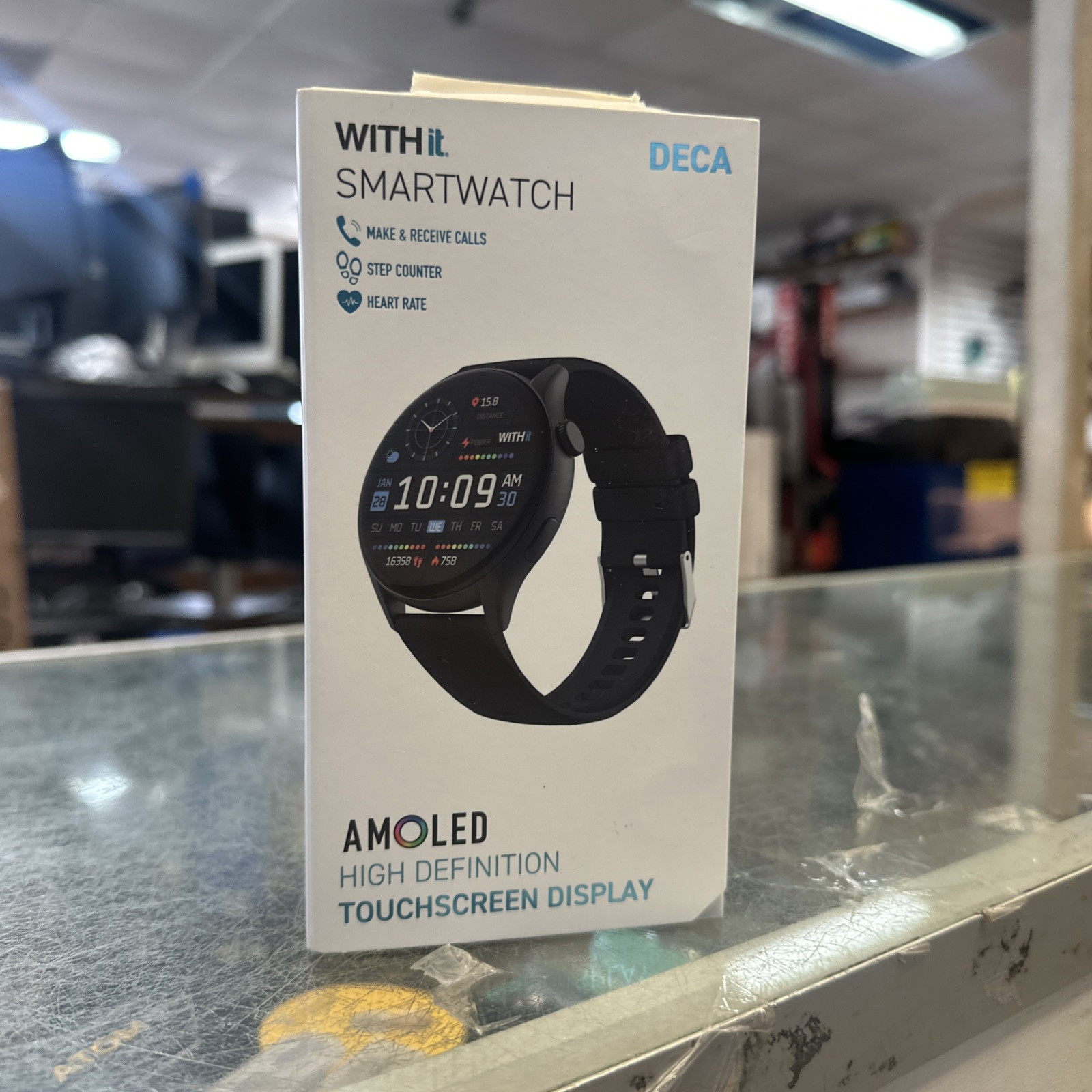 Withit Smartwatch Black Touchscreen Display NEW Amoled DECA