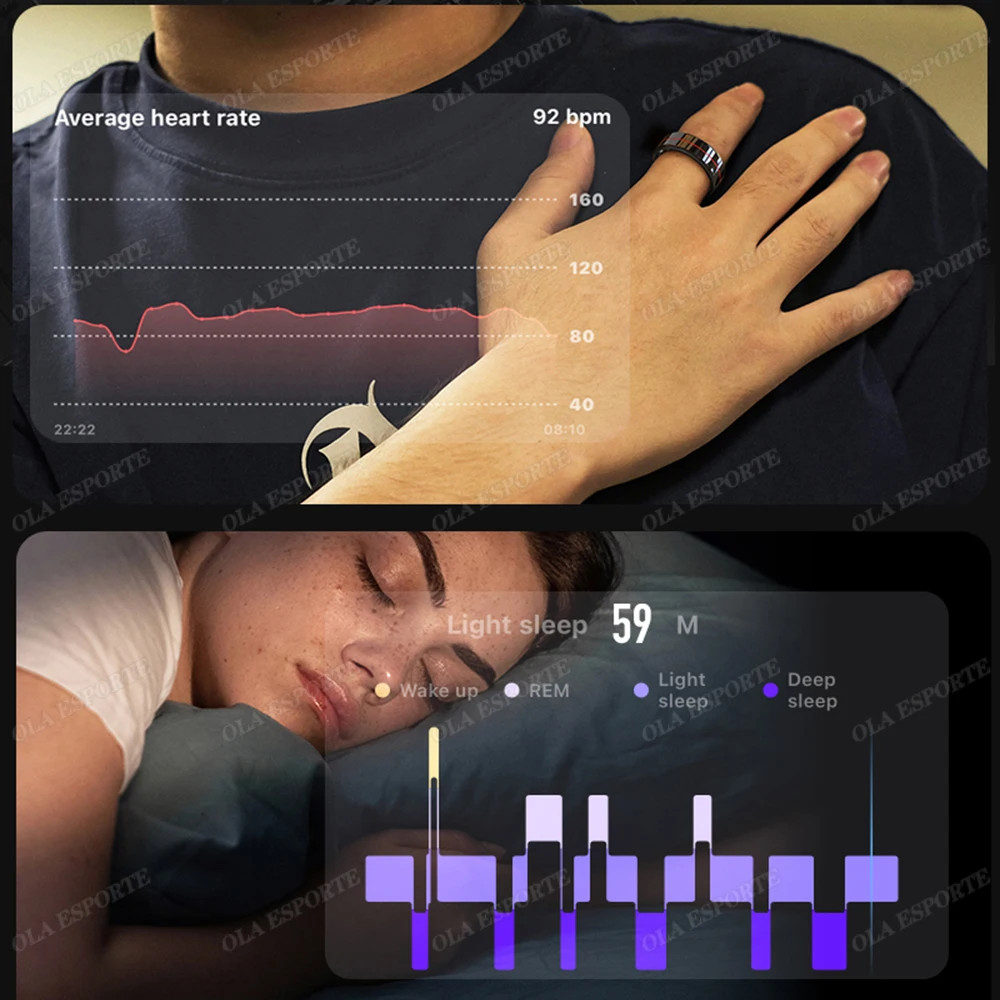 2025 New Smart Ring Blood Pressure Heart Rate Monitoring Smartring IP68 & 5ATM W