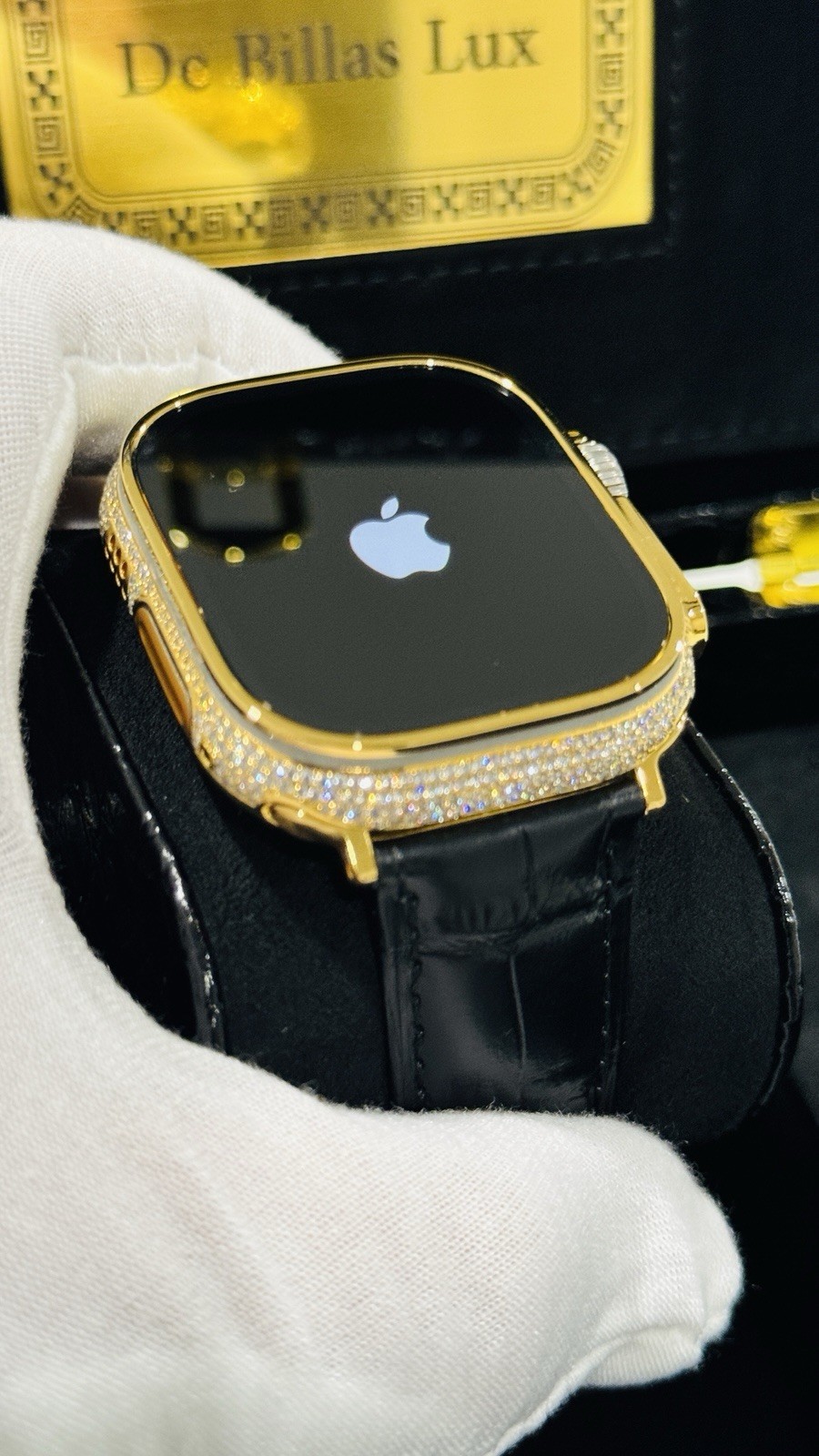 ✅ Custom 24k Gold Apple Watch Ultra 2 Zircon Diamonds + Luxury Box | Authentic ✅