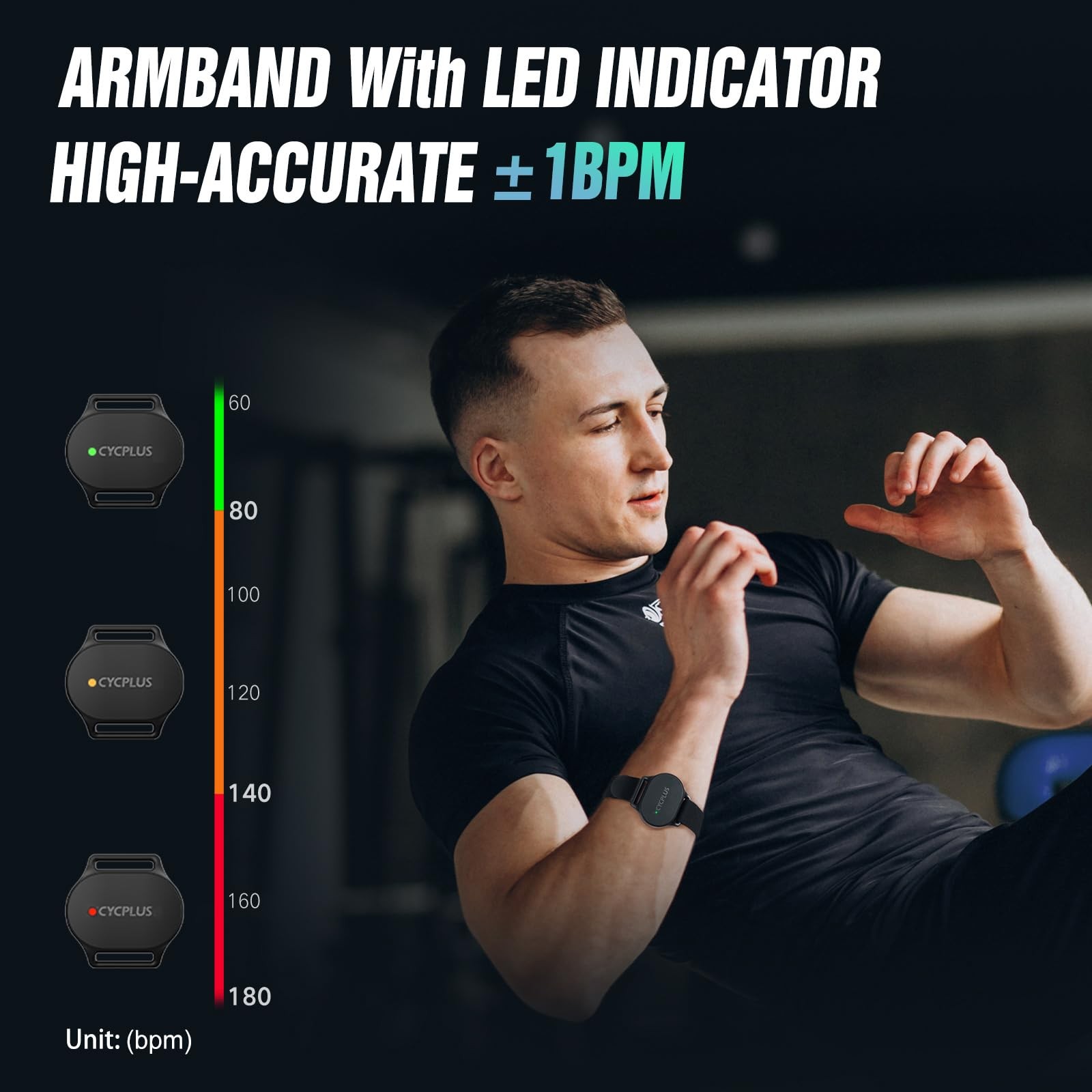 CYCPLUS Heart Rate Monitor Armband H1, IP67, 110 Hour Battery