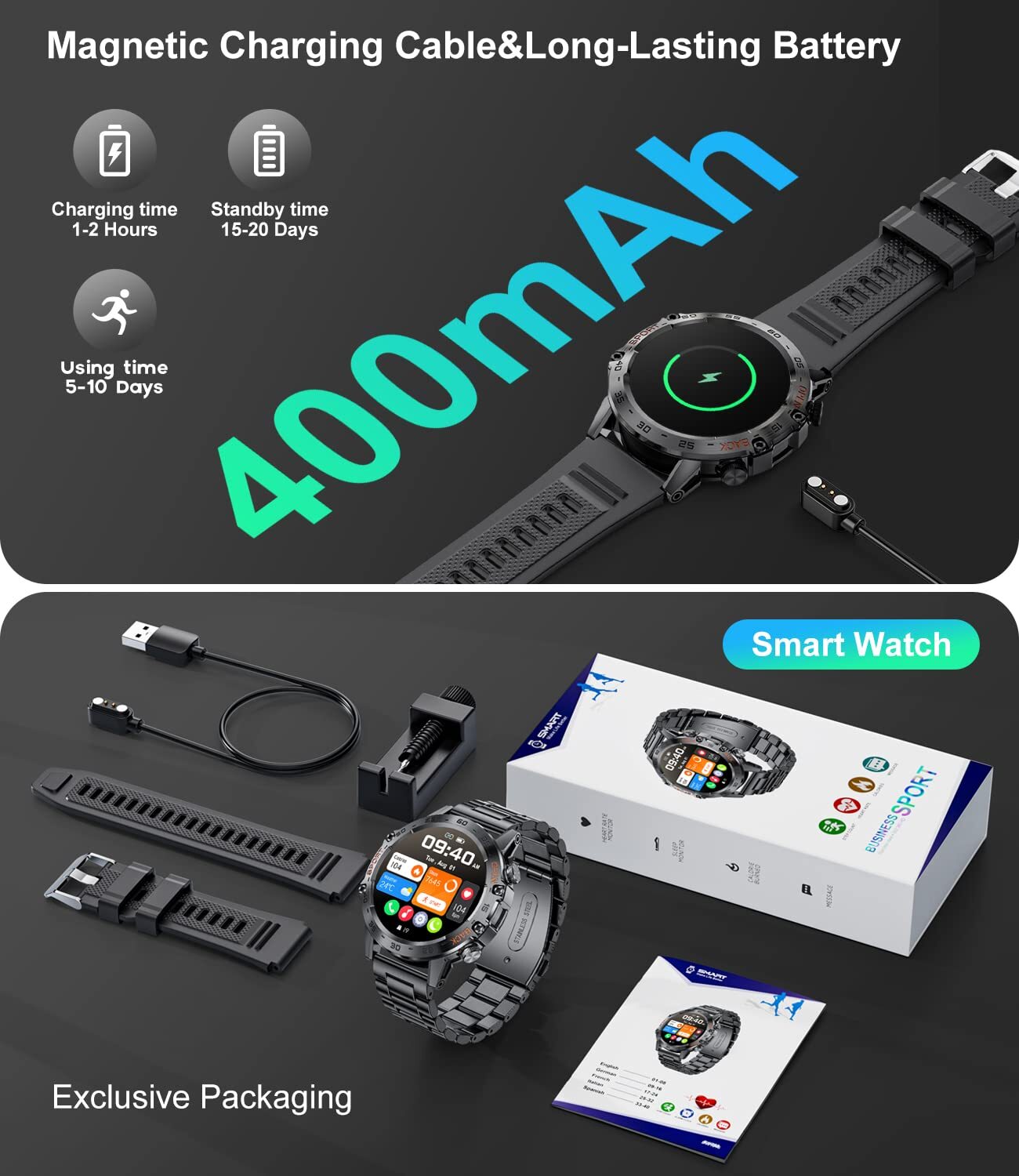 Military Smart Watch for Men(Answer/Dial Calls)100 Sports Modes 5ATM Waterpro…