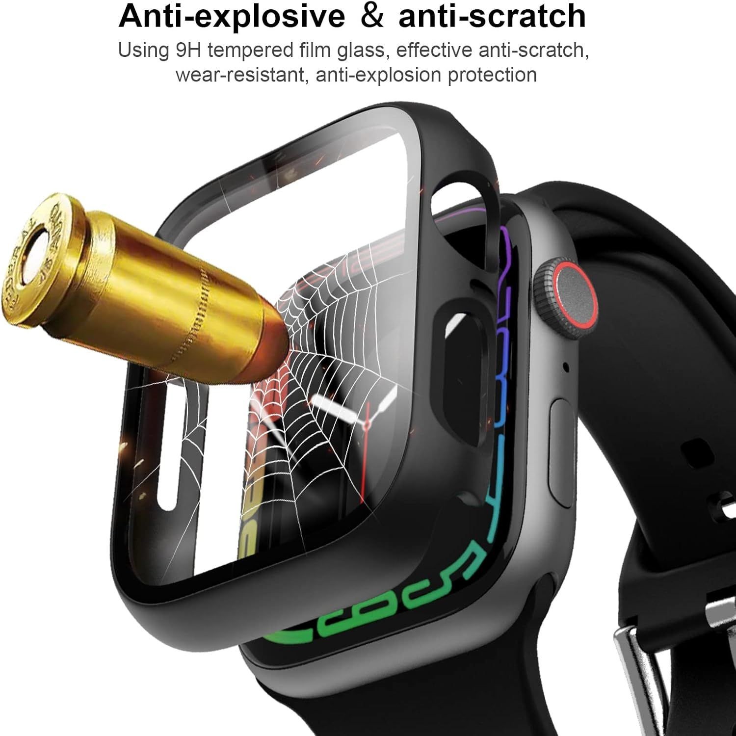 6-Pack Tempered Glass Screen Protector Case for Apple Watch 41mm, Ultra-Thin