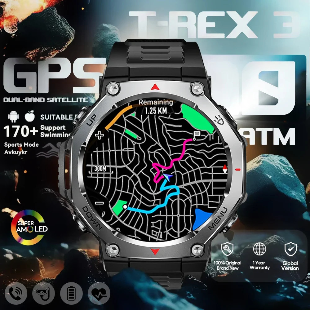 T-Rex 3 Smartwatch GPS Military Outdoor Smart Watch 1.43″ AMOLED Display 10ATM