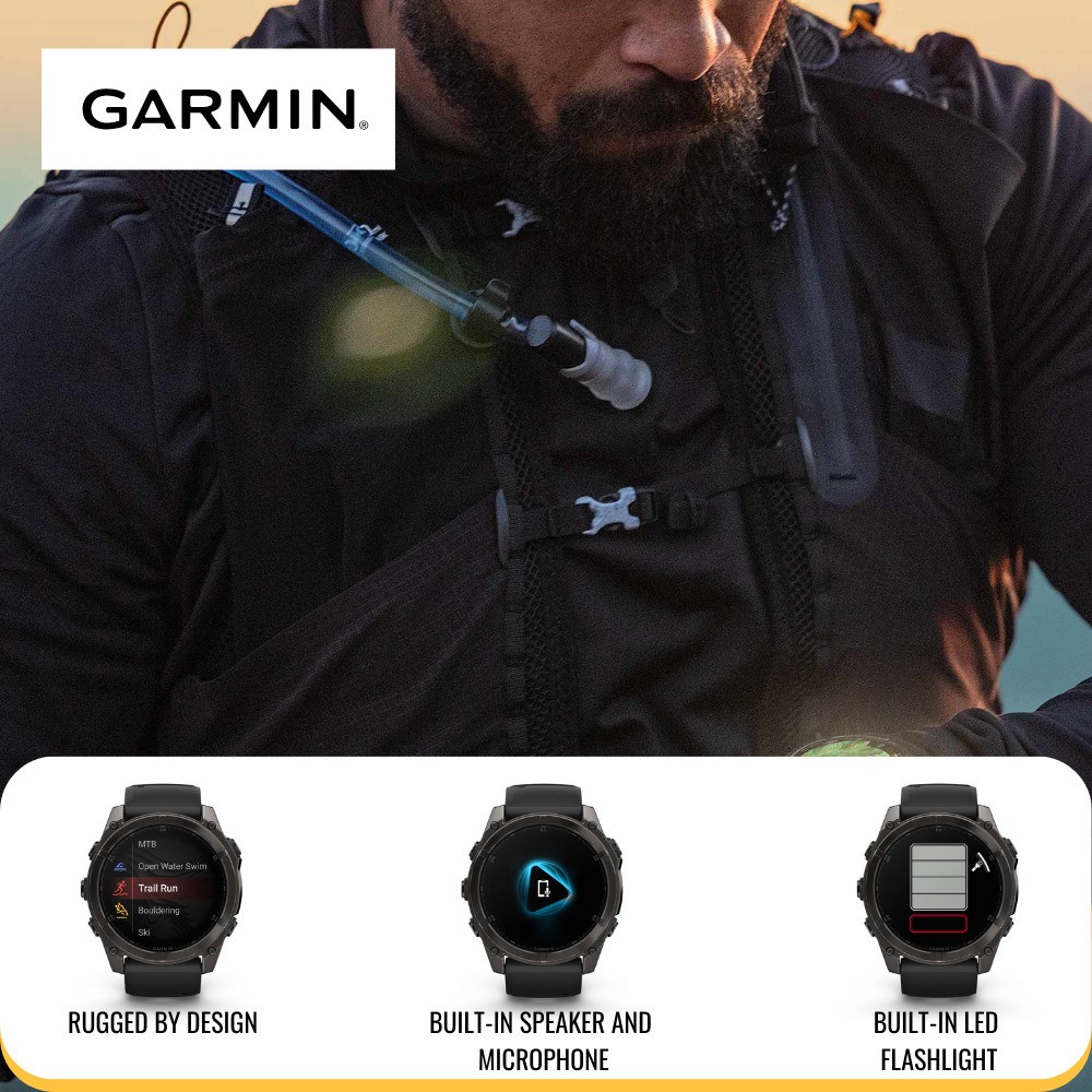 Garmin Fenix 8 AMOLED Sapphire 47mm GPS Black and Pebble Gray Smartwatch Bundle