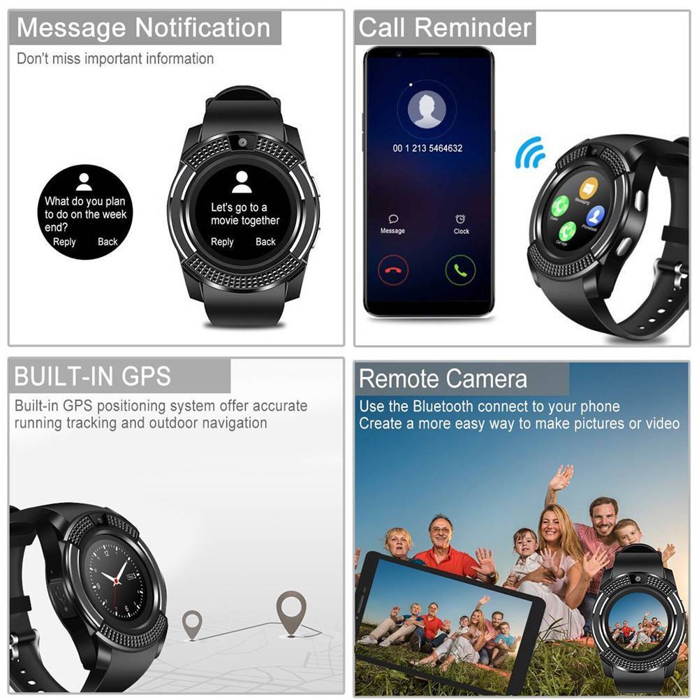 Touch Screen Bluetooth Smart Watch GSM Phone Fitness Tracker for Men Women Boys