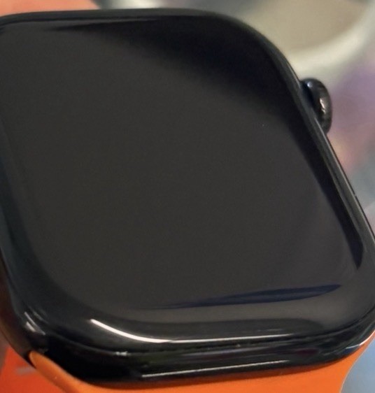Apple Watch Series 10 46mm Black Aluminum Case Orange Silicone Band GPS LTE