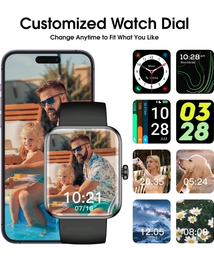Smart Watch, Fitness Tracker with 45mm Touchcreen, Heart Rate Monitor, Blood…