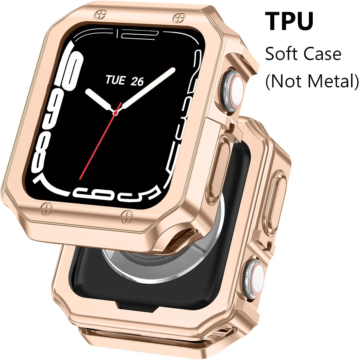 Stainless Steel Metal iWatch Band with TPU Case for Apple Watch 45mm 44mm 41mm