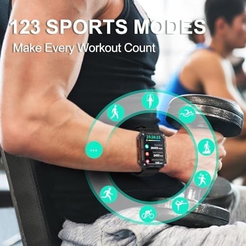 Military Smart Watch for Men (Call Receive/Dial) Rugged Tactical Fitness Tracker