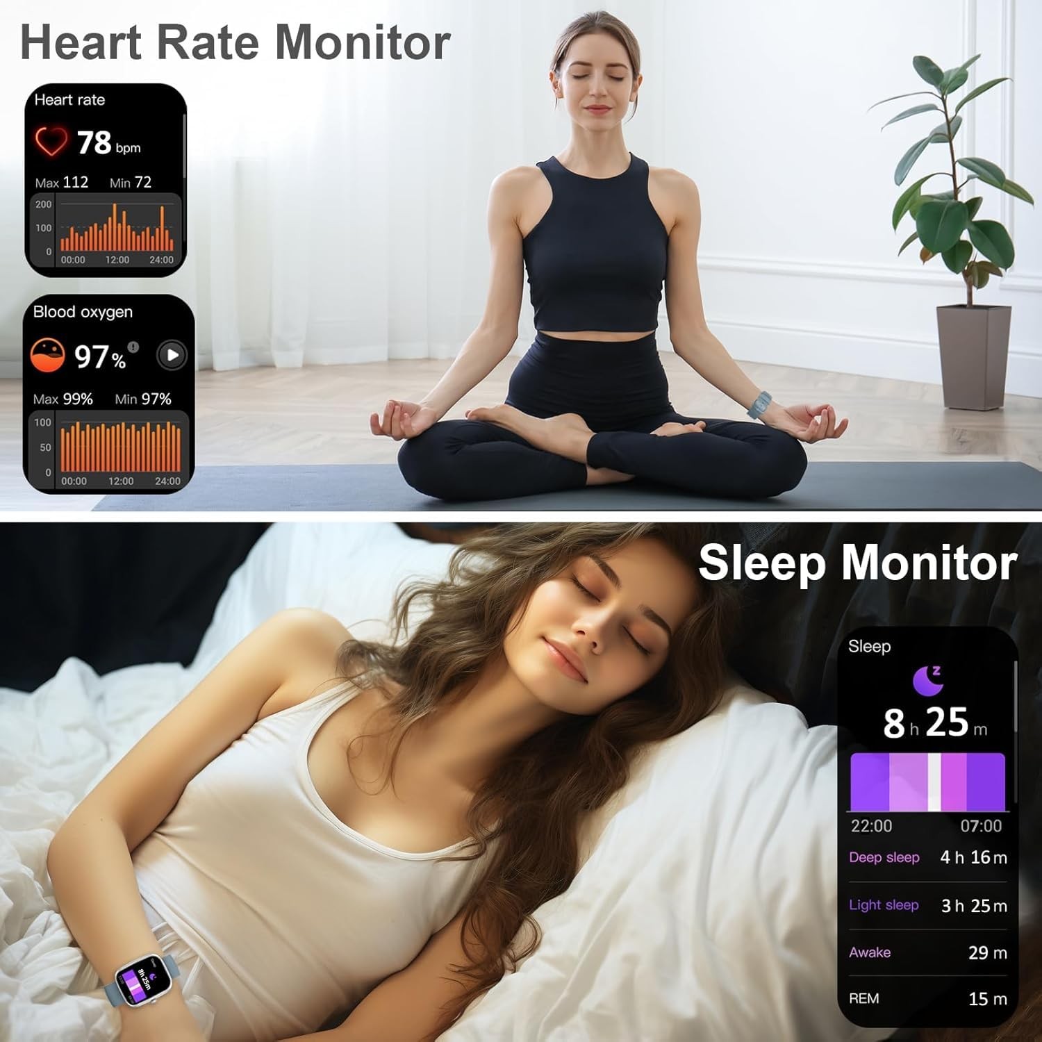 , 1.96″ HD , Touch Screen Answer/Make , IP68 Waterproof 100+ Sport Fitness Tr…