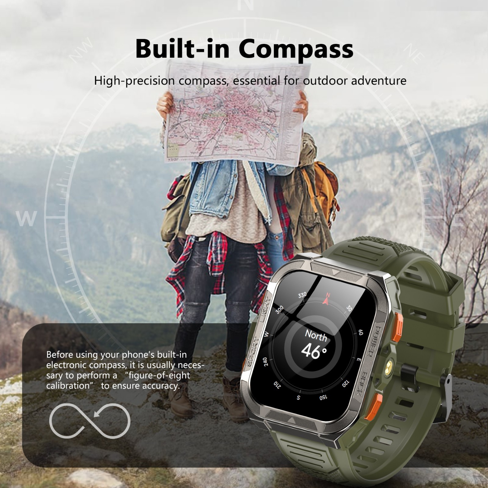 Blackview W80PRO Rugged Smart Watch Men, GPS Position Smartwatch ，AI Translation