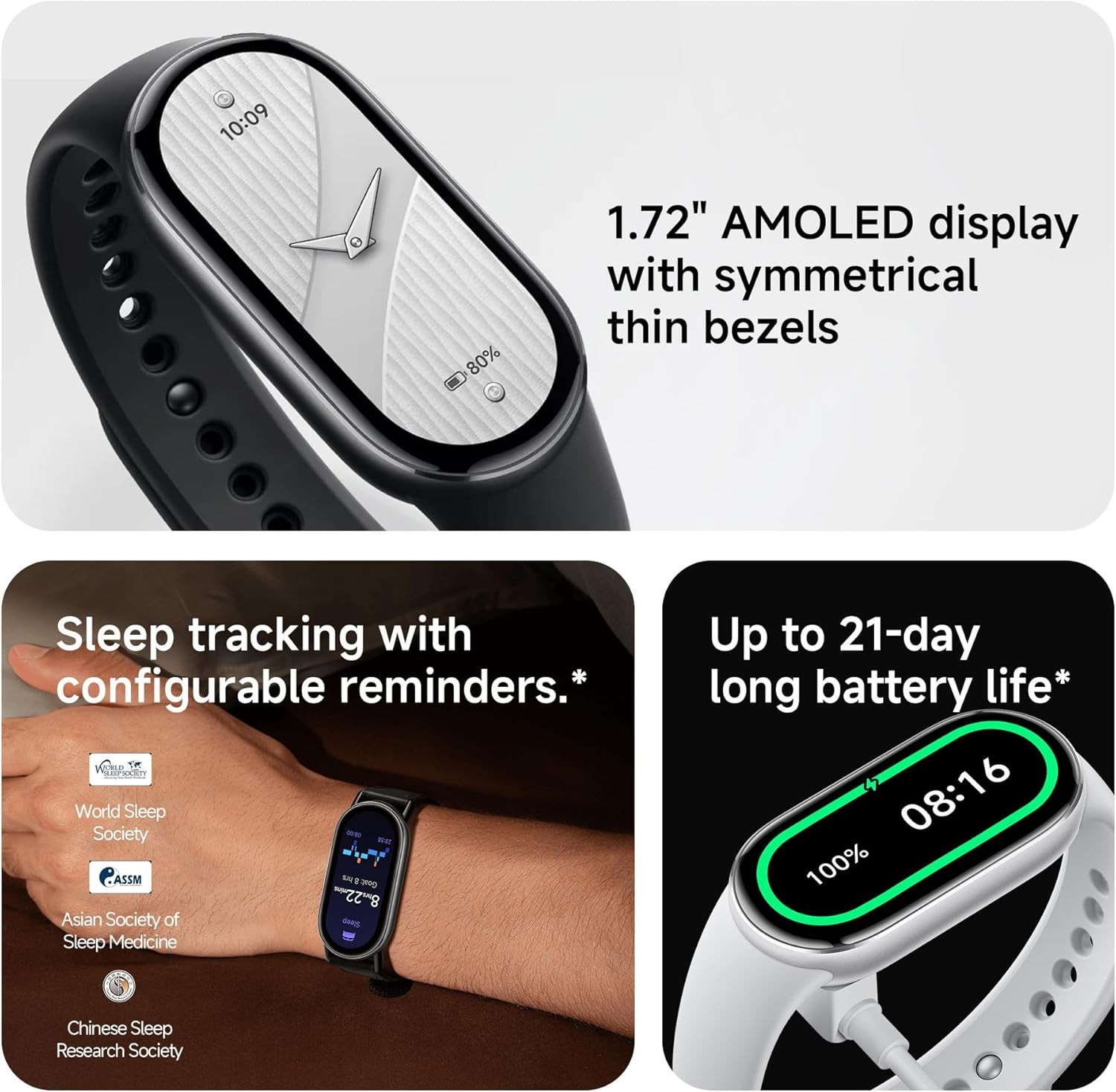 Mi Smart Watch Band 10, 5ATM Waterproof Fitness Step Tracker Sports Digital Smar