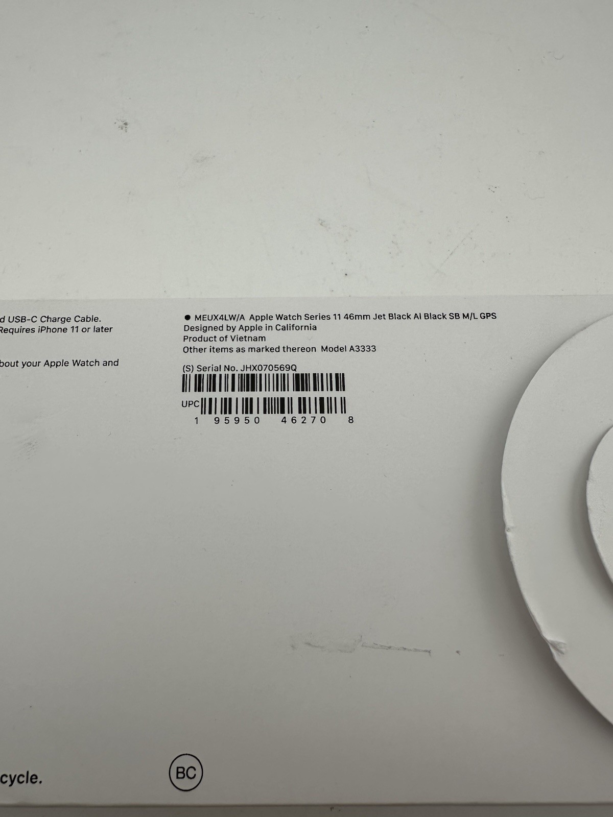 Apple Watch Series 11 46mm Jet Black M/L GPS Open Box
