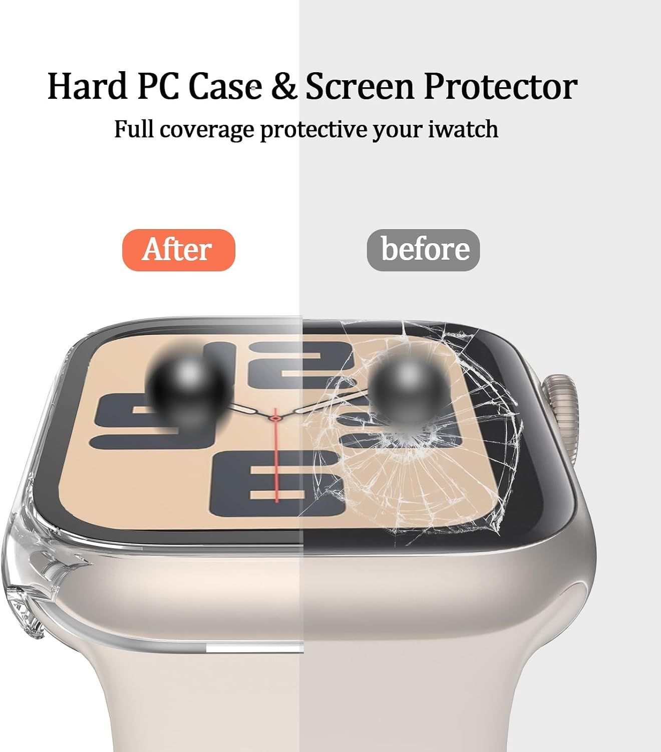 3-Pack Case with Tempered Glass Screen Protector for Apple Watch 44mm Ultra-Thin