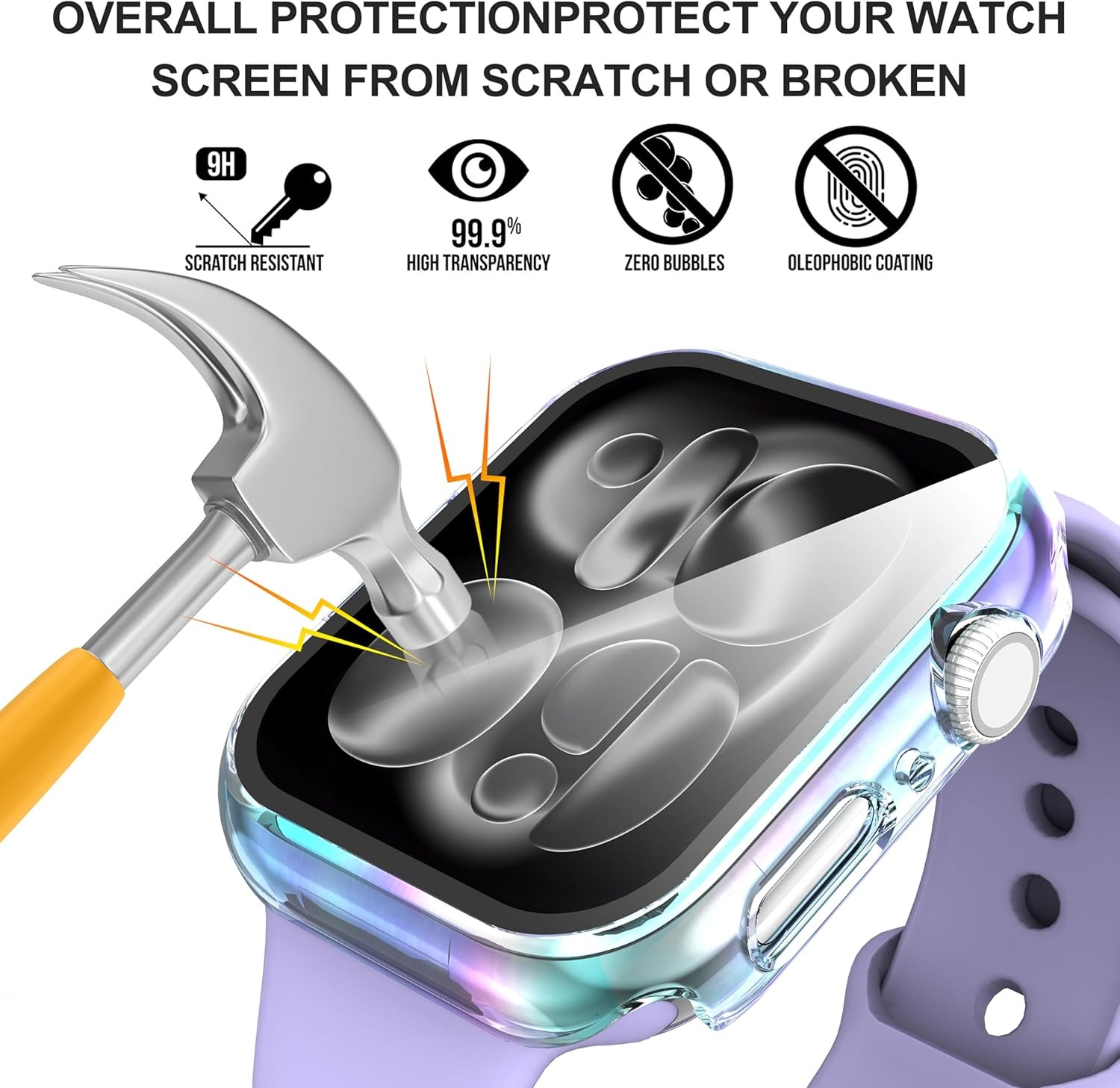 Colorful Tempered Glass Bumper Case 2-Pack for Apple Watch Series 10/11 42mm