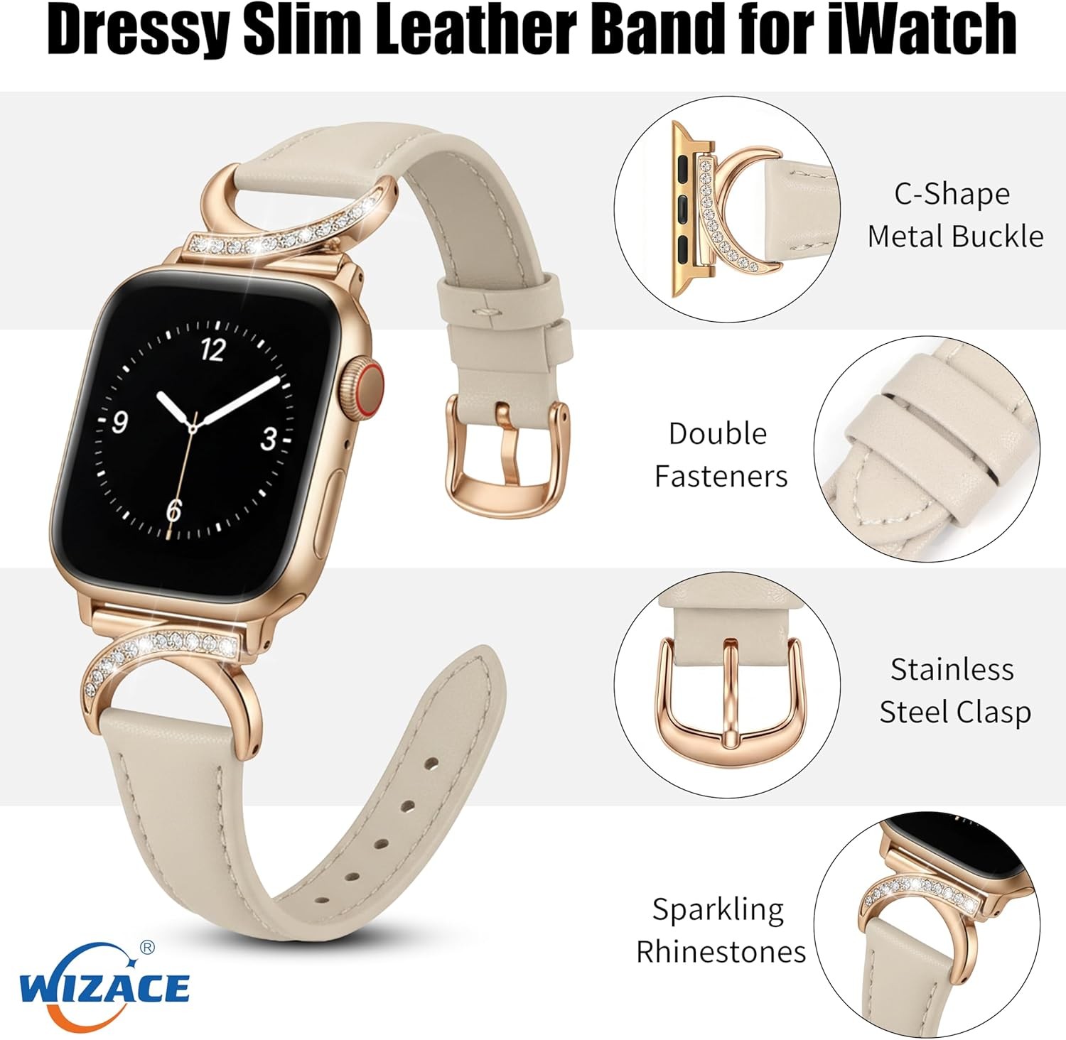 Leather Strap Compatible with Apple Watch Series 11 10 9 8 7 6 5 4 38/40mm