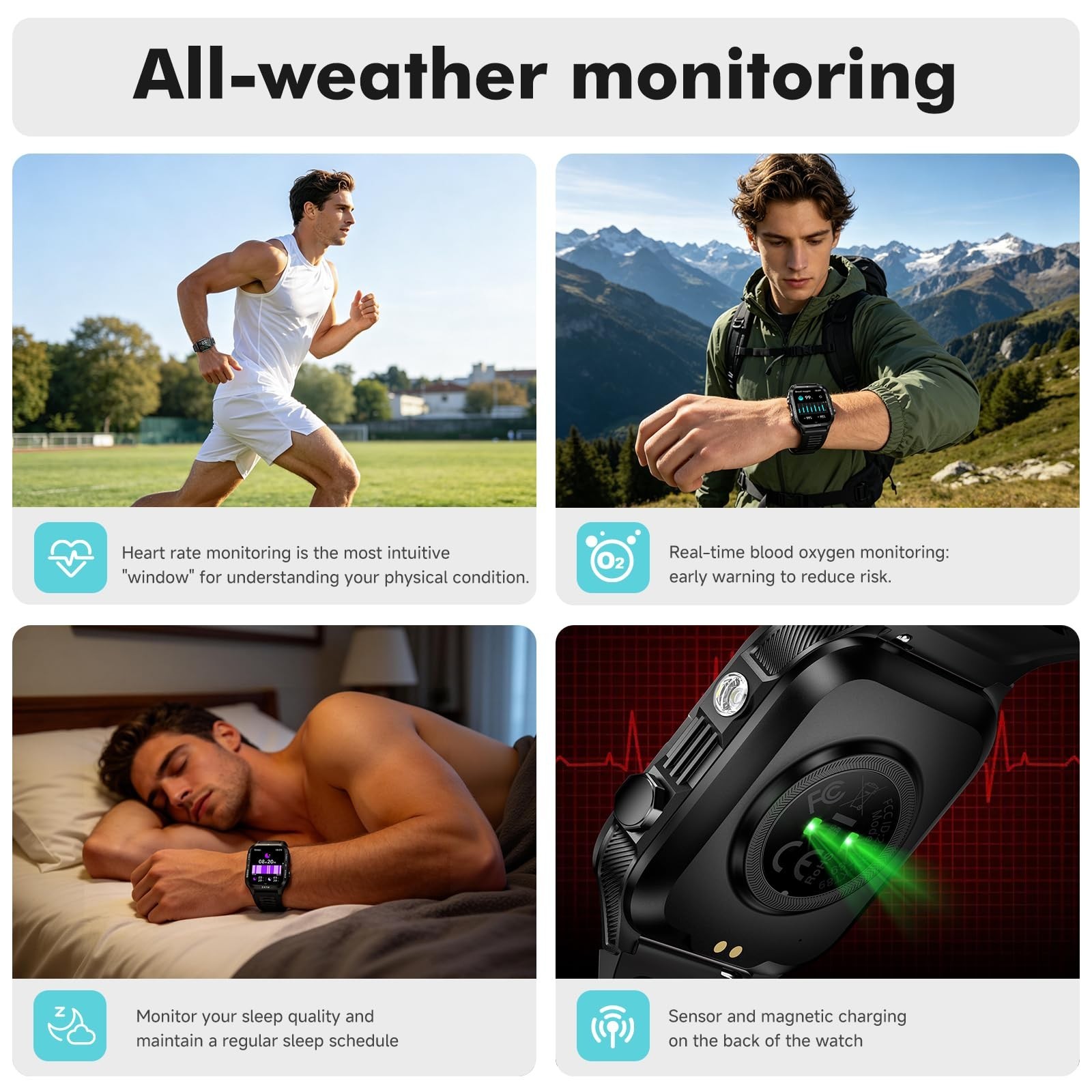 Smart Watch for Men – 1.96″ Waterproof Fitness Tracker, 30+ Days Battery, Call F