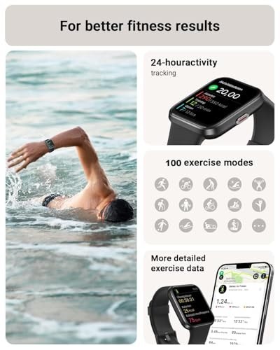 Smart Watch for Android & iPhone, 1.8″ Touch Screen, Fitness Tracker, Waterproof