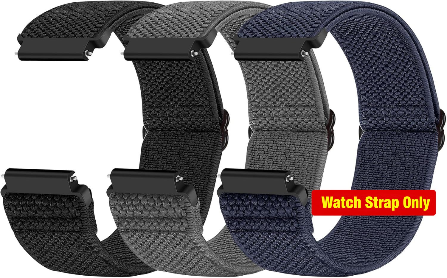 Adjustable Stretchy Nylon Strap Compatible with 20mm Watch Bands