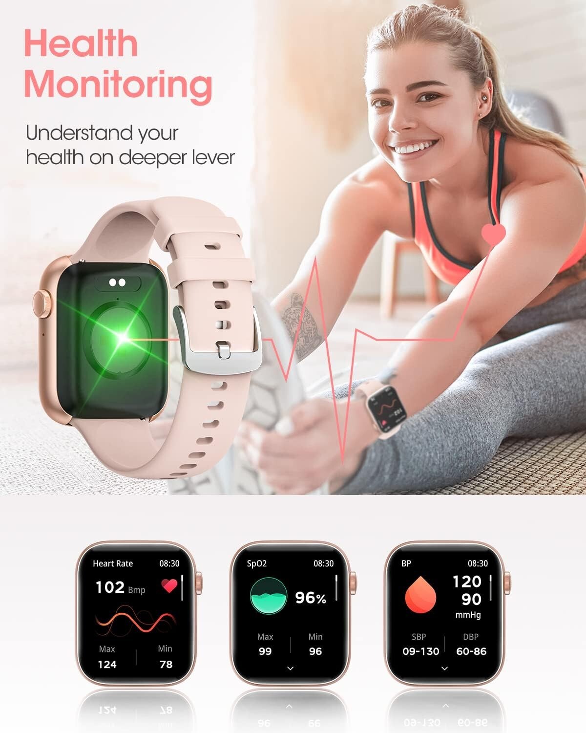 Women’s Smart Watch Bluetooth SmartWatch For Apple iPhone iOS and Android