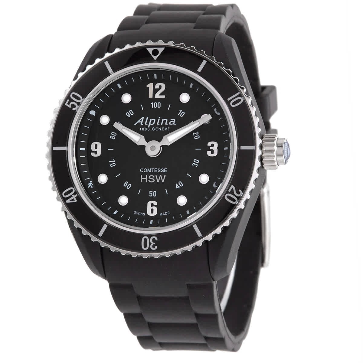 Alpina Horological Smartwatch Alarm Black Dial Ladies Watch AL-281BS3V6 No box