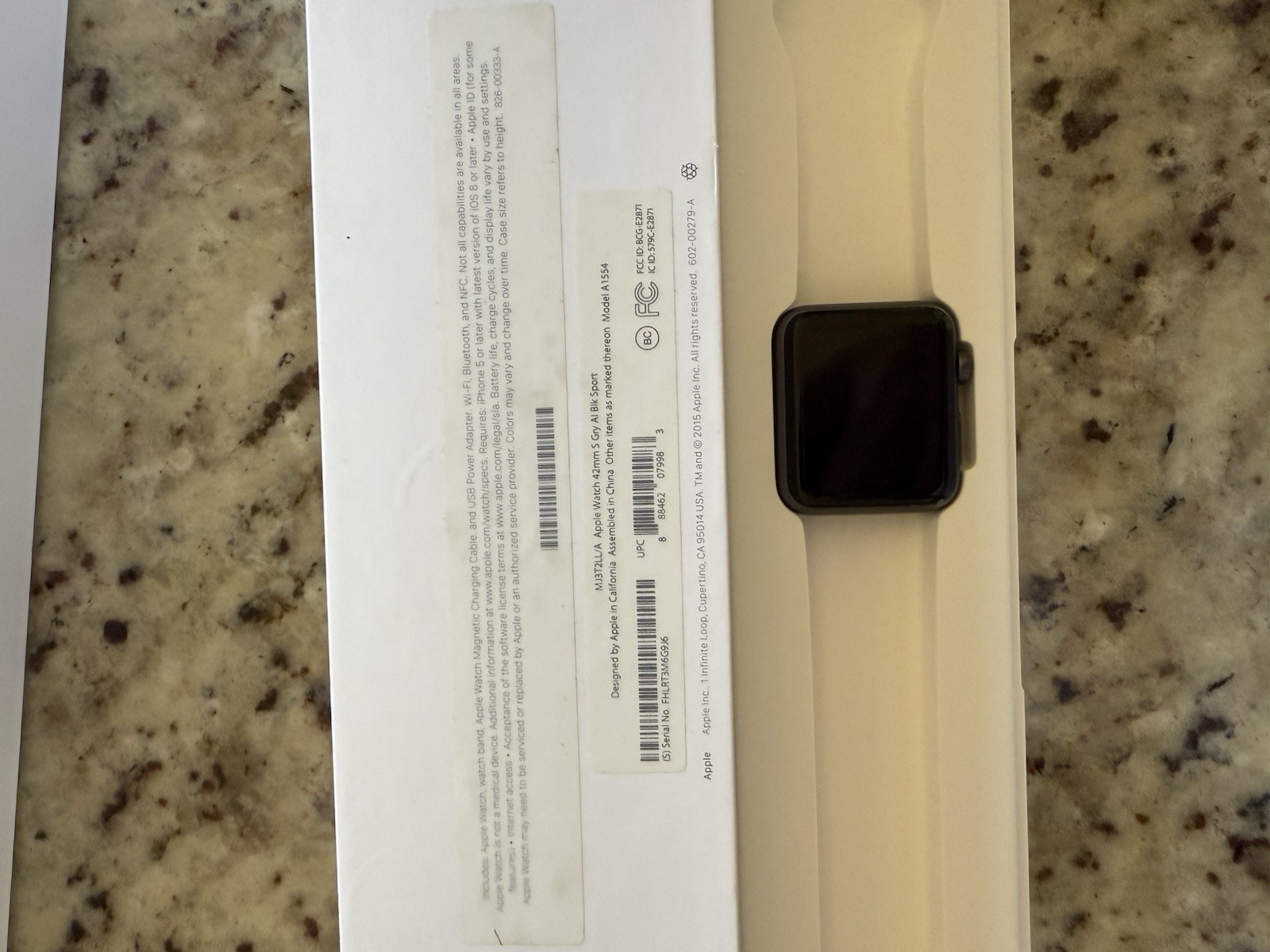 Unlocked Apple Watch A1554 7000 42mm Aluminum Case Black Tested & Working