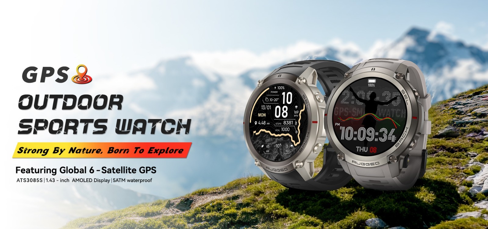 GPS Smartwatch Men 1.43″ AMOLED 5ATM Waterproof Bluetooth Fitness Tracker