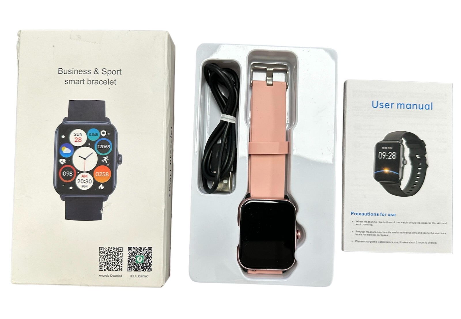 🔥Business & Sport Smart Watch Bracelet Heart Rate Monitor Fitness Track, Pink🔥