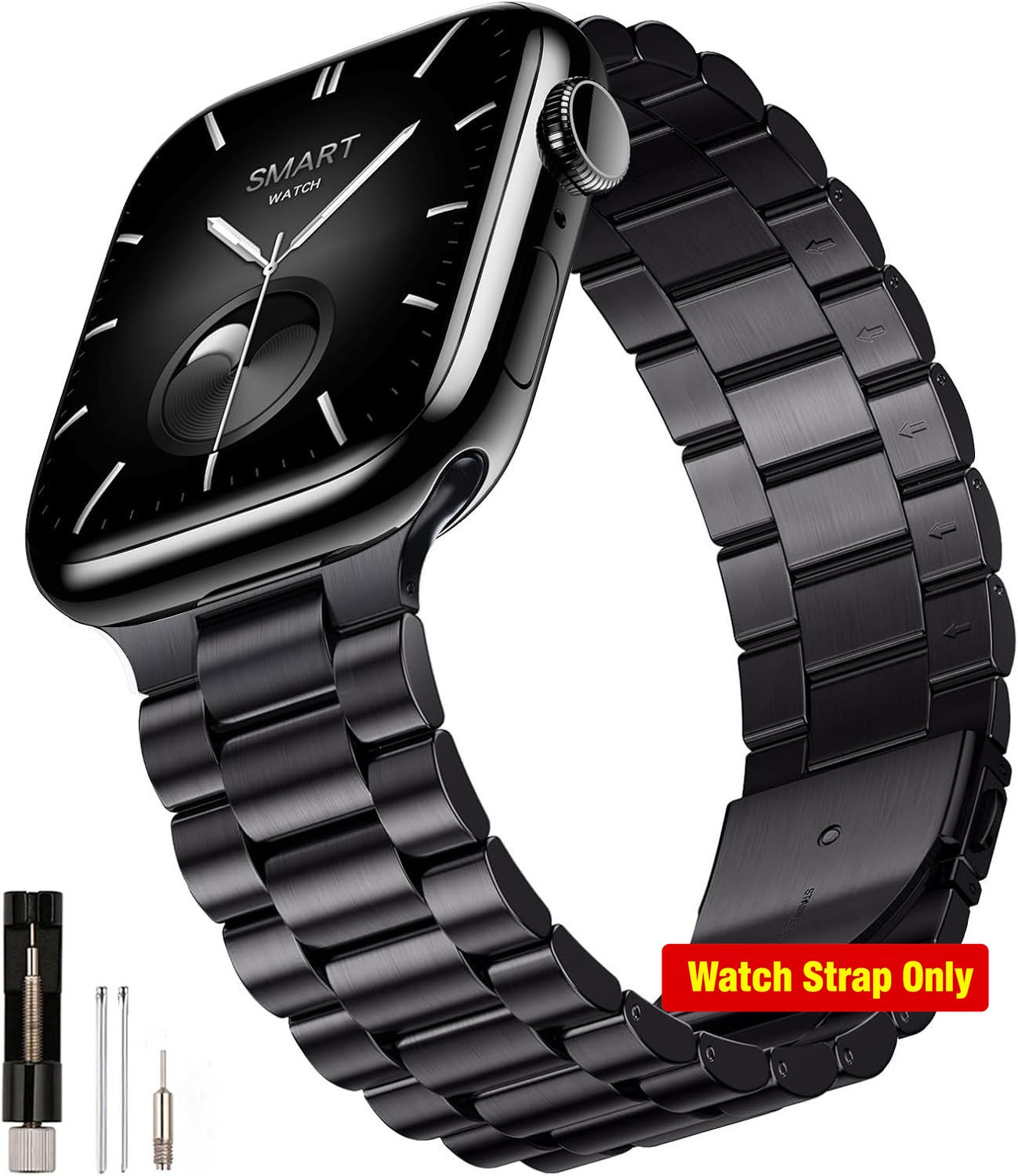 Black Metal Band Replacement for Apple Watch 42mm 44mm Series 1 2 3, Office Use