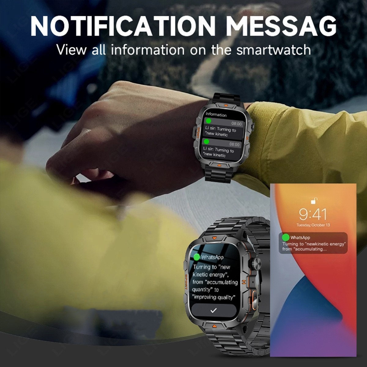 Smart Watch Military Tactical Men Sports Heart Rate Fitness Tracker Wristwatch